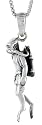 Sterling Silver Scuba Diver Charm, 1 1/8" (28 mm).