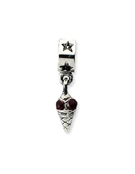 Silver Enameled Ice Cream Cone Dangle Charm for 3mm Charm Bracelets