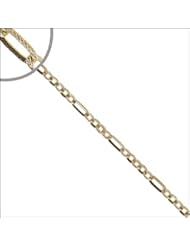 14k Yellow Gold, Figrolo Link Anklet with Sparkly White Rhodium Pave Accents