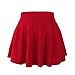 FUNOC Womens Ladies High Waist Plain Pleated Flared Mini Skater (Red)