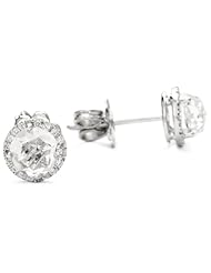 Suzanne Kalan "The Classics" White Gold Round White Topaz Stud Earrings