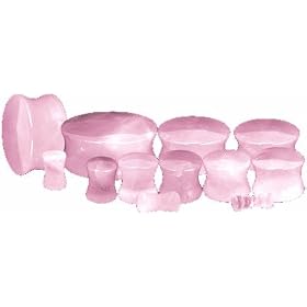 6 Gauge Rose Quartz Stone Flared Plugs sold as a Pair