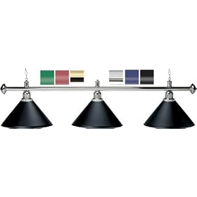 58 Chrome Pool Table Light with 3 Economy Metal Shade by 