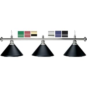 58 Chrome Pool Table Light with 3 Economy Metal Shade by 