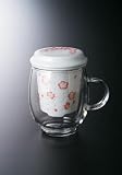 耐熱ガラスマグカップと磁器茶漉し『2月梅絵柄』季節のお花が選べてドッキング!美味しいお茶タイムが楽しめます。