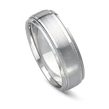 14k White Gold Flat Top Comfort Fit Men's Wedding Band, 6mm