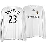 adidas LA Galaxy Rep L/S Home Player Tee - Men's ( sz. XL, White : Beckham #23 )