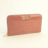 5日間限定SALEプライス(～5/14まで) ミュウミュウ（miumiu) 5M0506 型押しクロコラウンドファスナー長財布 サーモンピンク（ANTICO) 並行輸入