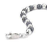 Sterling Silver White/Gray Beaded Bracelet