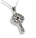 Sterling Silver Celtic Knot Sun Cross Pendant with Garnet and 18 Necklace
