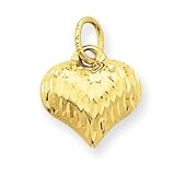 14k Diamond-cut Puffed Heart Charm