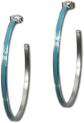 Amello stainless steel creole, turquoise enameled, original Amello ESOG02T