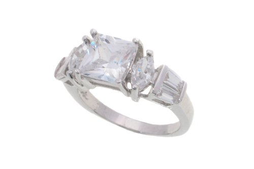 Basket Set Elegant CZ Sterling Silver Ring