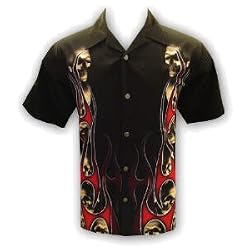 Skulls in Flames Biker Shirt, Purgatory, Dragonfly