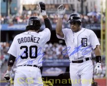 Signed Tigers, Detroit 8x10 By Ordonez and Rodriguez Photo