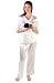 Del Rossa 100% Silk Cross-over Wrap Top Pajamas Set White , XL (A0721WHTXL)