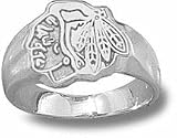 Chicago Blackhawks Sterling Silver Blackhawk Head Logo Ring Size 6 3/4