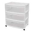 Sterilite Wide 3-Drawer Cart - White