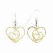 14k Yellow Gold Two-Tone Heart Dangle Earrings