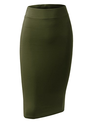 ALL FOR YOU Women's Slim Fit Ponte Pencil Skirt Made in USA