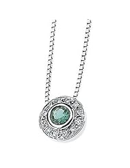 Ann Harrington Jewelry 14k White Gold 4mm Genuine Emerald And .06 Ct Tw Diamond Bezel Necklace