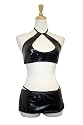 Exposed by Magic Silk Liquid Onyx Halter/Mini Skirt Set, L/XL, Black