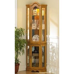 Lighted Curio Cabinet - Golden Oak