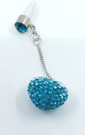 Swarovski Crystal 3D "Loving Heart" Charm and Earphone Jack Dust Cover for Mobile Phone (DTXSJ-FCS-1-A)