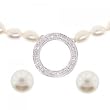 925 Sterling Circle Necklace Earrings Set White Pearl