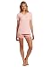Dearfoams Women's V-Neck Short Pajama Set, Quartz Pink/For The Birds, X-Large