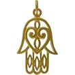 Filigree Design Hamsa Hand with Heart Pendant in Gold Vermeil, #8332