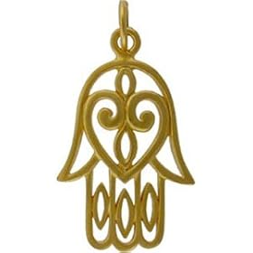 Hamsa Hand Open Cut Design Pendant in Vermeil, #8332