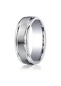 Bechmark Ring Argentium Silver 7mm Comfort-Fit Satin-Finished High Polished Round Edge Design Band