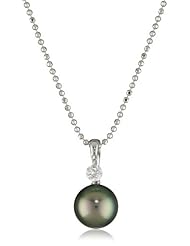 TARA Pearls "Dancing Diamond" 8X8.5mm Tahitian Pearl with 18 Karat White Gold Pendant Necklace