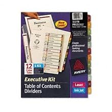 Avery Executive Ready Index Table/Contents Dividers, 12-Tab, 1-12, Letter Size, Assorted, 12 per Set (11278)