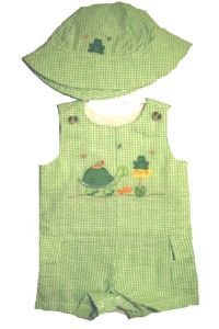 Buy Good Lad – Infant Boys Clothing – Tom Turtle Green Jon Jon and Hat set – Boy’s Boutique Clothing Sets