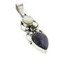 Genuine Russian Charoite, Mother of Pearl, and Amethyst Gemstone Sterling Silver Slide Pendant