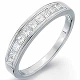 0.50 Ct. T.W. Sparkling Princess Cut Diamonds, 14Kt. White Gold, Diamond Wedding Band - B0002VCUKK