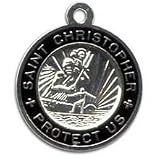 St. Christopher Sterling Silver Surf Medal - Small Silver / Blac...
