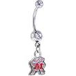 NCAA Maryland Terrapins Double Crystalline Gem Belly Ring