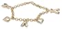 14k Yellow Gold Hugs and Heart Charm Bracelet, 7.5"