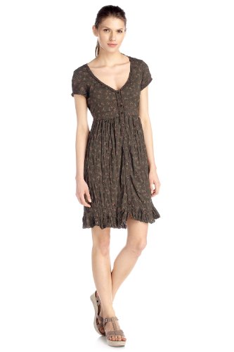 edc by ESPRIT Damen Kleid (knielang) Regular Fit, gebl&uuml;mt 032CC1E015, Gr. 38 (M), Braun (g Preisvergleich