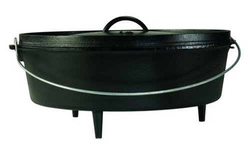 Lodge Logic L16CO3 Pre-Seasoned Camp Dutch Oven with Iron Lid, 12-Quart