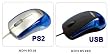 ADM-510BU 800DPI PS/2 Mouse - Silver/Blue/Clear