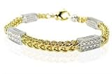 14K Yellow Gold Italian Square Link Bracelet Enhanced with Pave Set Diamonds