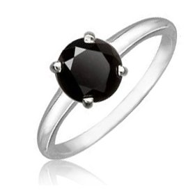 2.00cttw Natural Treated Black Round Diamond (AAA-Clarity,Black-Color) Solitaire Ring in 14K White Gold.