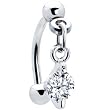 Top Down Clear Gem Dangle Round Solitaire Eyebrow Ring