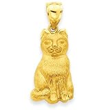 14k Diamond-cut Cat Pendant