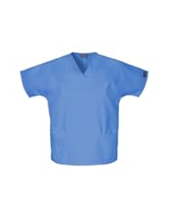 Apparel: Cherokee Workwear Womens Solid V-neck Scrub Top (Ciel, 3XL)