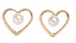 14k Yellow Gold 3mm Akoya Cultured Pearl Heart Earrings